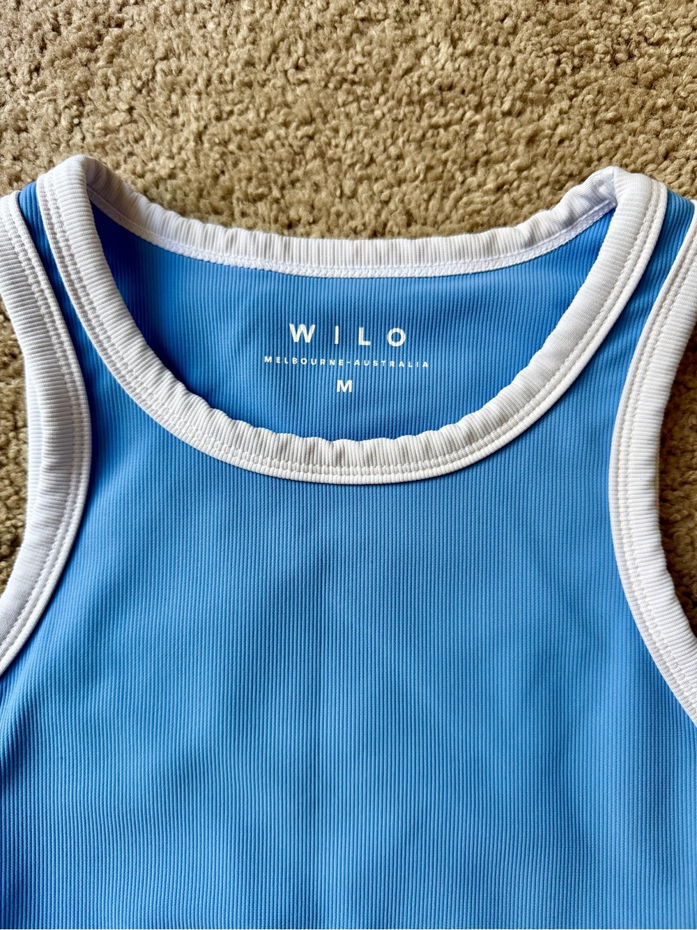 Wilo Sky Blue Contrast-Trim Crop Top - Picture 3 of 6